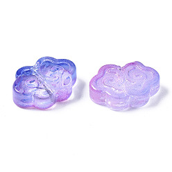 Blue Violet Two Tone Transparent Spray Painted Glass Beads, Auspicious Cloud, Blue Violet, 9x13.5x4mm, Hole: 1mm