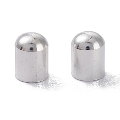 Silver Brass Cord Ends, End Caps, Long-Lasting Plated, Column, Silver, 5x4mm, Inner Diameter: 3mm