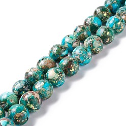 Blue Assembled Natural Imperial Jasper & Synthetic Opal Beads Strands, Dyed, Round, Blue, 10mm, Hole: 1.2mm, about 40pcs/strand, 15.94''(40.5cm)
