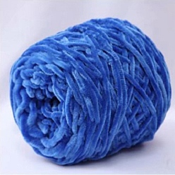 Royal Blue Wool Chenille Yarn, Velvet Cotton Hand Knitting Threads, for Baby Sweater Scarf Fabric Needlework Craft, Royal Blue, 5mm, 95~100g/skein