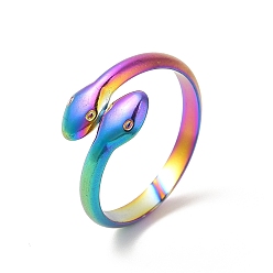 Rainbow Color Ионное покрытие (ip) 304 манжеты из нержавеющей стали, змеиные кольца с открытыми пальцами для женщин и мужчин, Радуга цветов, 3~11.5 мм, внутренний диаметр: американский размер 8 1/4 (18.3 мм)