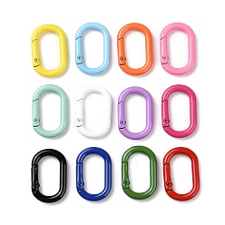 Mixed Color Spray Painted Alloy Spring Gate Rings, Oval Ring, Mixed Color, 31x20x4.5mm, Inner Diameter: 22.5X12mm