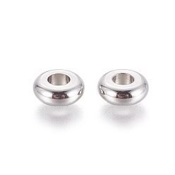 Stainless Steel Color 304 Stainless Steel Spacer Beads, Flat Round, Stainless Steel Color, 8x3mm, Hole: 3.5mm