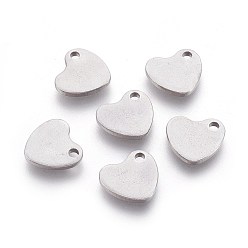 Stainless Steel Color 201 Stainless Steel Charms, Stamping Blank Tag, Heart, Stainless Steel Color, 12x12x1.5mm, Hole: 1.8mm