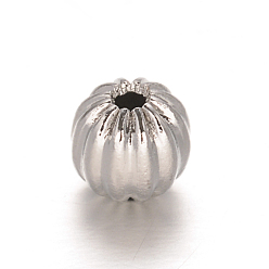 Stainless Steel Color Round 304 Stainless Steel Corrugated Beads, Stainless Steel Color, 8mm, Hole: 2mm