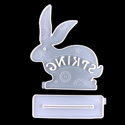 Rabbit Easter Themed Silicone Display Decorations Molds, For DIY UV Resin & Epoxy Resin Craft Making, White, Rabbit, Easter Theme Pattern, 66~243x205~212x9mm, 2pcs/set