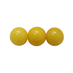 Gold Natural Mashan Jade Beads Strands, Dyed, Round, Gold, 10mm, Hole: 1mm, about 40pcs/strand, 16 inch