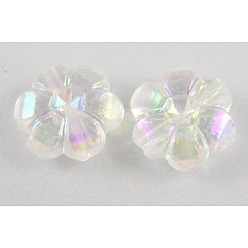 Прозрачный Прозрачные акриловые бусины, цветок, AB покрытием, прозрачные, 10x4 мм, отверстие : 1 мм, Около 2000 шт / 500 г