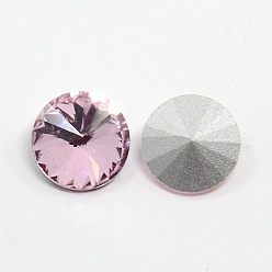 Violet Glass Pointed Back Rhinestone, Rivoli Rhinestone, Back Plated, Faceted Cone, Pearl Pink, 14x7mm