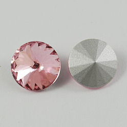 Rose Nacré Strass en verre pointé , rivoli strass, dos plaqué, cône, perle rose, 12x6mm