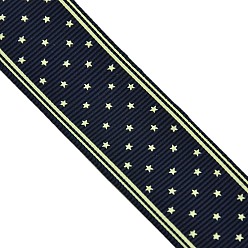 Midnight Blue Star Printed Grosgrain Ribbon, Nice for Party Decoration, Midnight Blue, 3/8 inch(10mm), about 100yards/roll(91.44m/roll)