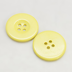 Yellow Resin Buttons, Dyed, Flat Round, Yellow, 20x3mm
