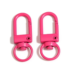 Deep Pink Spray Painted Alloy Swivel Clasps, Swivel Snap Hook Clasps, Deep Pink, 31.5x12.5mm
