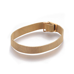 Golden Iron Mesh Chain Bracelet Making, with Magnetic Clasps, Fit Slide Charms, Golden, 9-1/8 inch(23cm), 10x1.5mm
