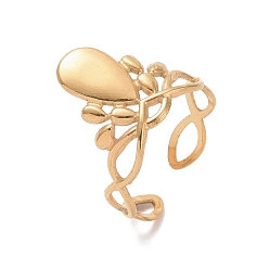 Золотой Ионное покрытие (ip) 304 корона из нержавеющей стали с открытым манжетным кольцом, полое широкое кольцо для женщин, золотые, размер США 7 3/4 (17.9 мм)