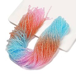 Разноцветный Прозрачные окрашенные стеклянные бусины, граненые, рондель, красочный, 4.5x3.6 мм, отверстие : 0.8 мм, около 105~110 шт / нитка, 38~39 см