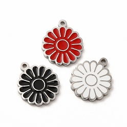 Mixed Color 304 Stainless Steel Enamel Charms, Daisy, Mixed Color, 14x12x1mm, Hole: 1.2mm