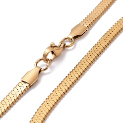 Golden Vacuum Plating 304 Stainless Steel Snake Chains Necklaces, with Lobster Clasps, Golden, 17.7 inch(45cm), 5x1mm