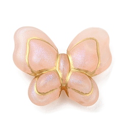 Pink Plating Acrylic Beads, Golden Metal Enlaced, Butterfly, Pink, 17.5x21x6mm, Hole: 1.8mm, about 415pcs/500g