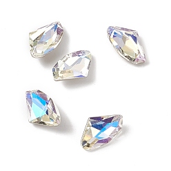 Moonlight Glass Rhinestone Cabochons, Pointed Back & Back Plated, Triangle, Moonlight, 9x14x4mm