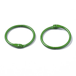 Green Spray Painted Iron Split Key Rings, Ring, Green, 30x4mm