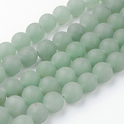 Green Aventurine Natural Green Aventurine Bead Strands, Round, Frosted, 12~12.5mm, Hole: 2mm, about 31~32pcs/strand, 14.9 inch(38cm)