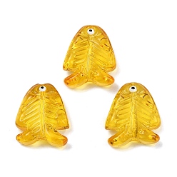 Золотистый Прозрачные стеклянные эмалевые бусины, рыба, золотые, 21.5x18x7 мм, отверстие : 1.5 мм