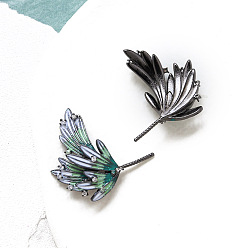 Черный Цвет Металла Латунь с дужками из кубического циркония, крылья, для изготовления жемчуга в стиле барокко, металлический черный , 28x27 мм