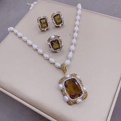 white Color-changing stone jewelry with pearl and iridescent gemstones.