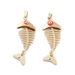 Оранжевый Подвески из эмалированного сплава с гальванопокрытием, рыба с оберегом от сглаза, без кадмия, без никеля и без свинца, золотые, оранжевые, 54x20x6 мм, отверстие : 6.5x4 мм