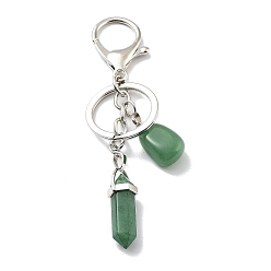 Зеленый Авантюрин Брелок из натурального зеленого авантюрина, с платиновым покрытием, разрезными кольцами из железа, пуля, 11~11.2 см