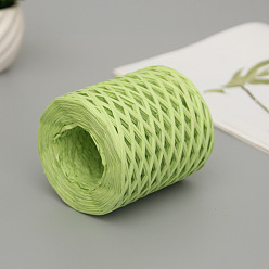 Green Yellow Raffia Ribbon, Packing Paper String, Raffia Twine Paper Cords for Gift Wrapping and Weaving, Green Yellow, 3~4mm, about 218.72 Yards(200m)/Roll