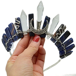 Содалитовое Резинки для волос из натурального содалита, повязки для волос в виде лунной короны для женщин и девочек, 350x150 мм