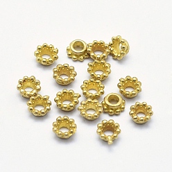 Raw(Unplated) Brass Bead Caps, Lead Free & Cadmium Free & Nickel Free, Multi-Petal, Raw(Unplated), 4x2mm, Hole: 1.5mm