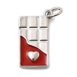 Красный Латунь эмаль подвески, цвет шоколада, стойки покрытие, долговечный, без кадмия и без свинца, платина, с целью перехода в кольце, красные, 18x10.5x2 мм, отверстие : 3 мм