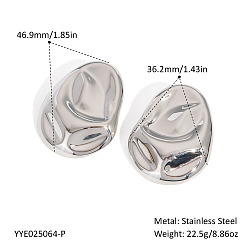 Серебро Овальные серьги-гвоздики из нержавеющей стали, сложить очарование, серебряные