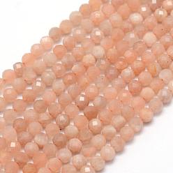 Sunstone Natural Sunstone Beads Strands, Faceted, Round, 4mm, Hole: 0.5mm, about 105pcs/strand, 15.35 inch(39cm)