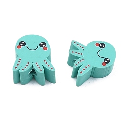 Темно-бирюзовый Бусины из полимерной глины , осьминог, темные бирюзовый, 8~12x6~9x3~4 мм, отверстие : 1.6 мм