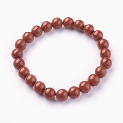 Красный Камень Натуральный красный яшмы бисер стрейч браслеты, круглые, 2 дюйм ~ 2-1/8 дюйм (5.2~5.5 см), бусины : 8~9 мм