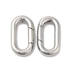 Stainless Steel Color Non-Tarnish 304 Stainless Steel Spring Gate Ring, Stainless Steel Color, 18.5x10x3mm