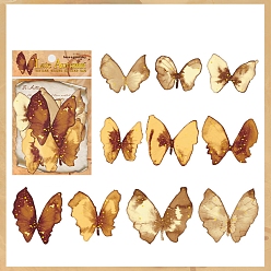 Butterfly 20Pcs 10 Styles Autumn Gold Stamping Paper Self Adhesive Decorative Stickers, for DIY Scrapbooking, Butterfly, 146x95mm, 2pcs/style