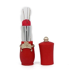 Rouge Coussin d'aiguille en plastique, outils de couture, vintage en forme de rouge à lèvres, rouge, 78x25mm
