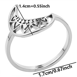 Stainless Steel Color 304 Stainless Steel Adjustable Ring, Crescent Moon, Stainless Steel Color, Inner Diameter: 17mm
