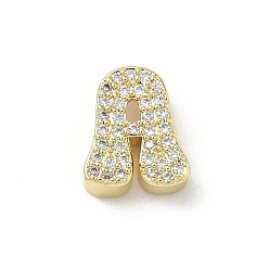 Letter A Латунные микро проложить кубического циркония прелести, без кадмия и без свинца, долговечный, реальный 18 k позолоченный, буква a, 10.5x9x4 мм, отверстие : 2x3.5 мм