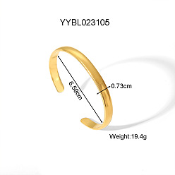 Настоящее золото 18K Винтажные европейские и американские браслеты-манжеты из нержавеющей стали, простые браслеты для женщин, реальный 304 k позолоченный, внутренний диаметр: 18 дюйм (2-5/8 см)