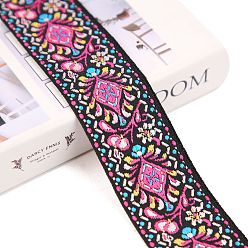 Ярко-Розовый 50 ярдов винтажной полиэстеровой жаккардовой ленты в этническом стиле для национальных костюмов и аксессуаров, ярко-розовый, 1-5/8 дюйм (40 мм)