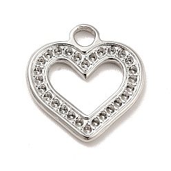 Stainless Steel Color 304 Stainless Steel Pendants Rhinestone Setting, Heart, Stainless Steel Color, 15x14.5x2mm, Hole: 2.5mm, Fit for 1mm rhinestone