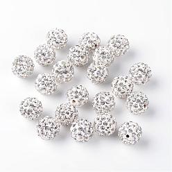 Crystal Polymer Clay Rhinestone Beads, Pave Disco Ball Beads, Grade A, Crystal, PP9(1.5.~1.6mm), 6mm, Hole: 1.2mm