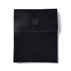 Black Velvet Jewelry Storage Pouches, Rectangle Jewelry Bags with Snap Fastener, for Earrings, Rings Storage, Black, 9.7~9.75x7.9cm