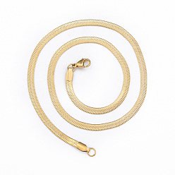 Золотой 304 колье из нержавеющей стали с цепочками в виде елочки для мужчин, золотые, 15.75 дюйм (40 см), широк: 4 мм
